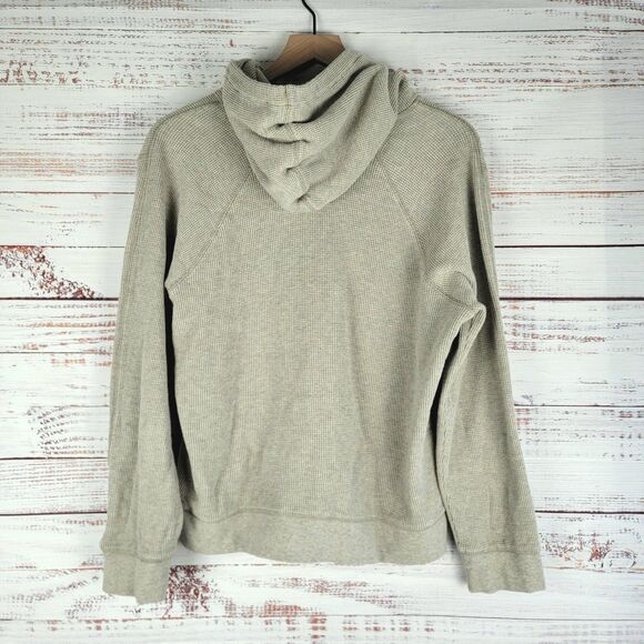 Everlane Hoodie Womens L Beige Tan Thermal Waffle 100% Organic Cotton Pullover - Picture 8 of 9